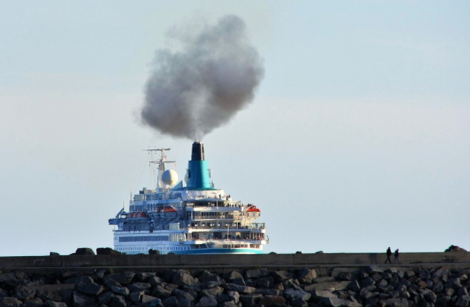 a ship with gas emmission